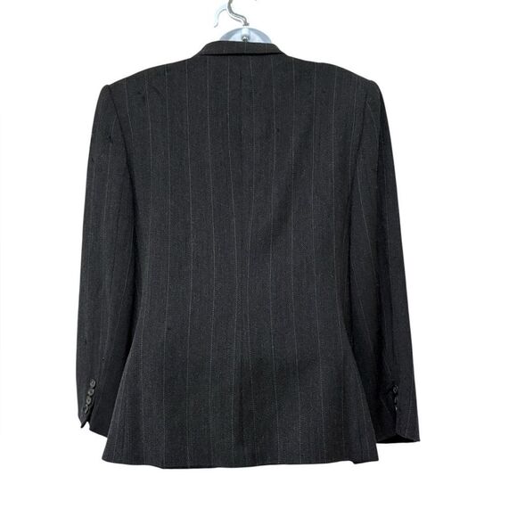 Lauren Ralph Lauren Black Pinstripe Wool Blazer Size 10 - Picture 4 of 11